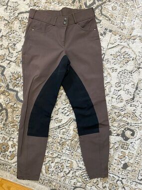 Women's Tuscany Mocha Full Seat Riding Breeches with Black Knee Patches
